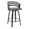 Armen Living Jayden 30" Bar Height Swivel Gray Faux Leather and Black Wood Bar Stool LCJYBAGRBL30 - alternate 1